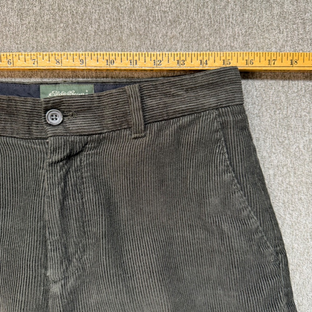 Eddie Bauer Classic Fit Corduroy Pants Mens 30 Cuffed Cotton Dark Gray Green - Picture 4 of 7